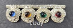 Vintage Multicolored Jelly Glass Cabochons Clear Rhinestones Pot Metal Brooch