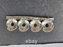 Vintage Multicolored Jelly Glass Cabochons Clear Rhinestones Pot Metal Brooch