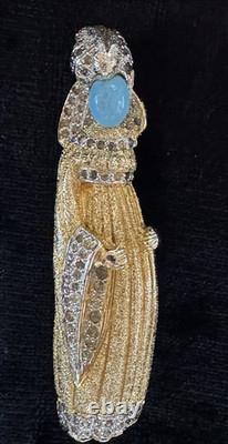 Vintage NETTIE ROSENSTEIN Figural In Gown Rhinestone Brooch super nice