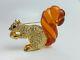 Vintage NOLAN MILLER Rhinestone SQUIRREL WithAcorn Amber LUCITE TAIL BROOCH/PIN