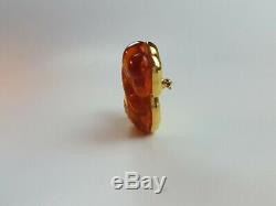 Vintage NOLAN MILLER Rhinestone SQUIRREL WithAcorn Amber LUCITE TAIL BROOCH/PIN