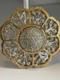 Vintage Nettie Rosenstein Rhinestone Dome Floral Brooch Two Tone Gold Silver