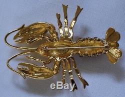 Vintage Nolan Miller Red Rhinestone Bar Harbor Lobster Pin Brooch & Charm Set 2