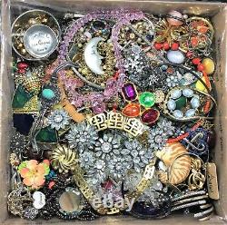 Vintage Now Jewelry 10 Lbs Lot Junk Harvest DIY Rhinestone Brooch Chain Bead Art