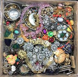 Vintage Now Jewelry 7 Lbs Lot Junk Harvest DIY Rhinestone Brooch Chain Bead Art