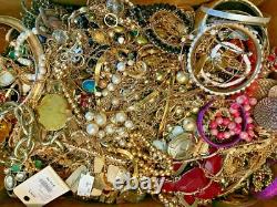 Vintage Now Jewelry 7 Lbs Lot Junk Harvest DIY Rhinestone Brooch Chain Bead Art