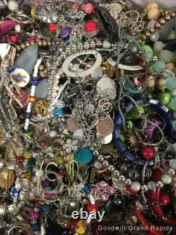 Vintage Now Jewelry 7 Lbs Lot Junk Harvest DIY Rhinestone Brooch Chain Bead Art
