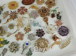 Vintage Now Jewelry Brooches Pins Brooch Lot Costume Enamel Rhinestone Flowers B