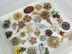 Vintage Now Jewelry Brooches Pins Brooch Lot Costume Enamel Rhinestone Flowers B