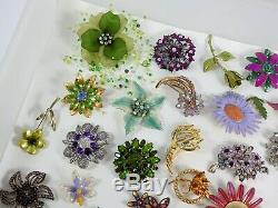 Vintage Now Jewelry Brooches Pins Brooch Lot Costume Enamel Rhinestone Flowers C
