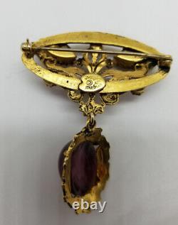 Vintage Original By Robert Victorian Revival Lavalier Brooch Pin Purple Gold