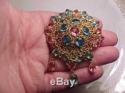 Vintage Original By Robert multi-color rhinestone pin / brooch /pendant