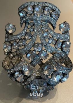 Vintage Original Eisenberg Fur Clip 3X 2 1940S Clear Rhinestones WithSilvertone