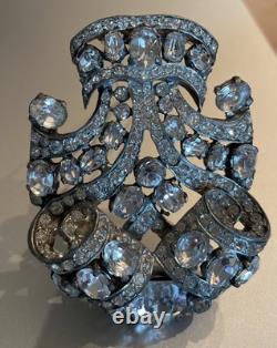 Vintage Original Eisenberg Fur Clip 3X 2 1940S Clear Rhinestones WithSilvertone