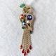Vintage Parrot Bird Brooch Vitrail Rivoli Rhinestone Dangle Pin Juliana-Style
