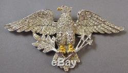 Vintage Pave Rhinestone American Eagle Patriotic Bird Brooch Pin Figural