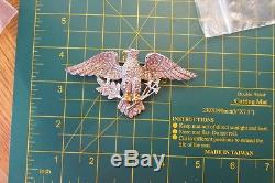 Vintage Pave Rhinestone American Eagle Patriotic Bird Brooch Pin Figural