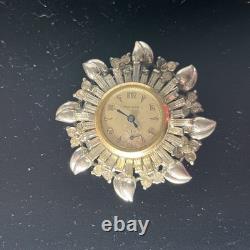 Vintage Pennino Sterling Rhinestone Art Deco Pendant Brooch Pin Watch Running