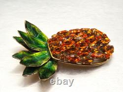 Vintage Philippe Ferrandis Rare Pineapple Yellow Rhinestone Enamel Brooch