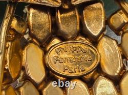 Vintage Philippe Ferrandis Rare Pineapple Yellow Rhinestone Enamel Brooch