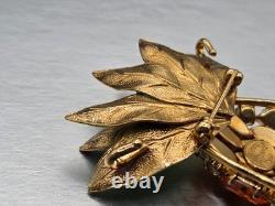 Vintage Philippe Ferrandis Rare Pineapple Yellow Rhinestone Enamel Brooch