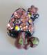 Vintage Pink Faceted Glass Rhinestone Enamel Mushroom Pin Brooch