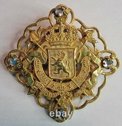 Vintage RARE Signed Miriam Haskell Coat Of Arms Rhinestone Brooch