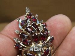 Vintage REJA Goldtone Red Marquise Glass & Rhinestone Sprite Pixie Pin Brooch 2