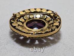 Vintage RUDOLPH WEISS Germany Gold Tone Purple Pink Purple Rhinestone Brooch Pin