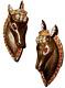 Vintage Rare 40's Sterling Silver Vermeil Rhinestone Horse Head Pair of Brooches