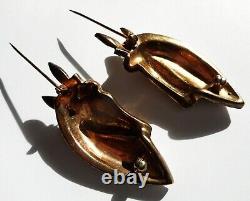 Vintage Rare 40's Sterling Silver Vermeil Rhinestone Horse Head Pair of Brooches