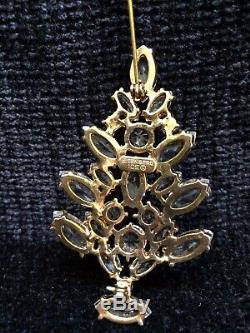 Vintage Rare EISENBERG ICE 1940s Clear Crystal Rhinestone Christmas Tree Brooch