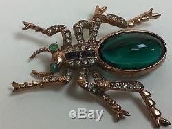 Vintage Rare Huge Jelly Belly Rhinestone Coro Craft Spider Brooch Pin