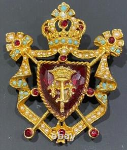 Vintage Rare Royal Crown Large Brooch Pin Signed Arthur Pepper