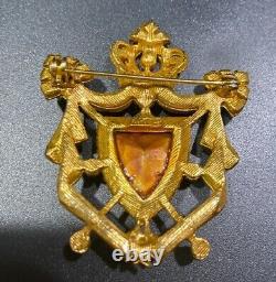 Vintage Rare Royal Crown Large Brooch Pin Signed Arthur Pepper