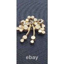 Vintage Rare Yellow Rhinestone Brooch Earrings Set Juliana Layered Riveted