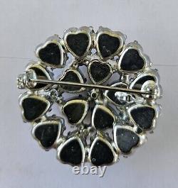 Vintage Regency Domed Heart Cut Rhinestone Brooch Pin