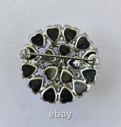 Vintage Regency Domed Heart Cut Rhinestone Brooch Pin