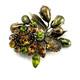 Vintage Regency Floral Rhinestone Brooch Brass Tone Green and Brown Cluster