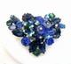 Vintage Regency Shades blue Art Glass AB Pin Brooch Signed Dogtooth 2.5 Wowsers