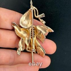 Vintage Reja Brooch Patriotic WWII American Flag Gold Tone Eagle Rhinestone