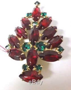 Vintage Retro 50-60s Rhinestone Christmas Tree Pin Brooch Rare