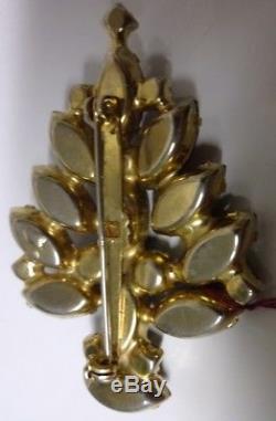 Vintage Retro 50-60s Rhinestone Christmas Tree Pin Brooch Rare
