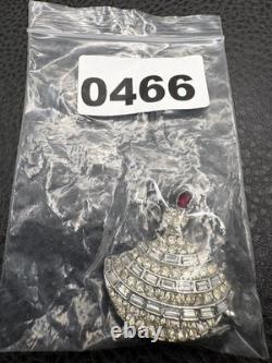 Vintage Rhinestone Ballerina Dancer Lady Brooch Pin Red Crystal Silver Tone