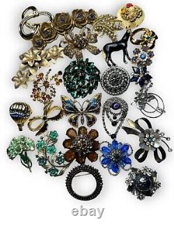 Vintage Rhinestone Brooch Lot Ciner, BSK, Sarah Coventry, Austria & Unsigned