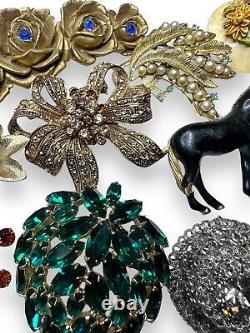 Vintage Rhinestone Brooch Lot Ciner, BSK, Sarah Coventry, Austria & Unsigned