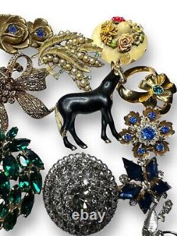 Vintage Rhinestone Brooch Lot Ciner, BSK, Sarah Coventry, Austria & Unsigned