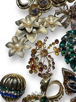 Vintage Rhinestone Brooch Lot Ciner, BSK, Sarah Coventry, Austria & Unsigned