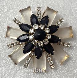 Vintage Rhinestone Brooch Pin Possible Schreiner Resin Domed Jewelry AS IS
