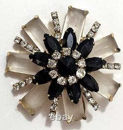 Vintage Rhinestone Brooch Pin Possible Schreiner Resin Domed Jewelry AS IS